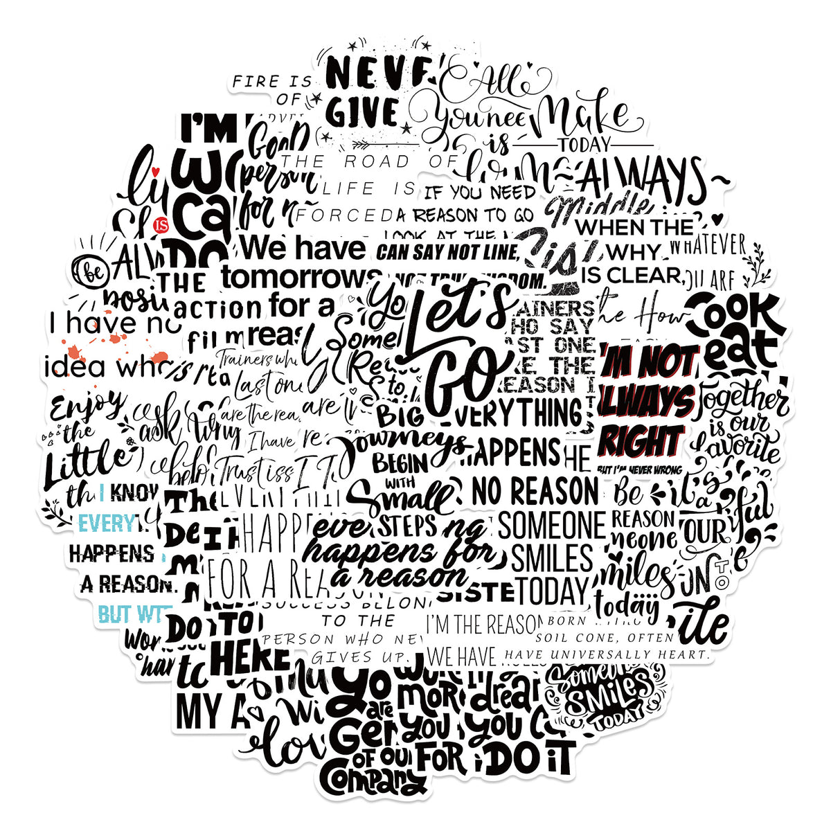 50 Inspiring English Phrases Waterproof Stickers