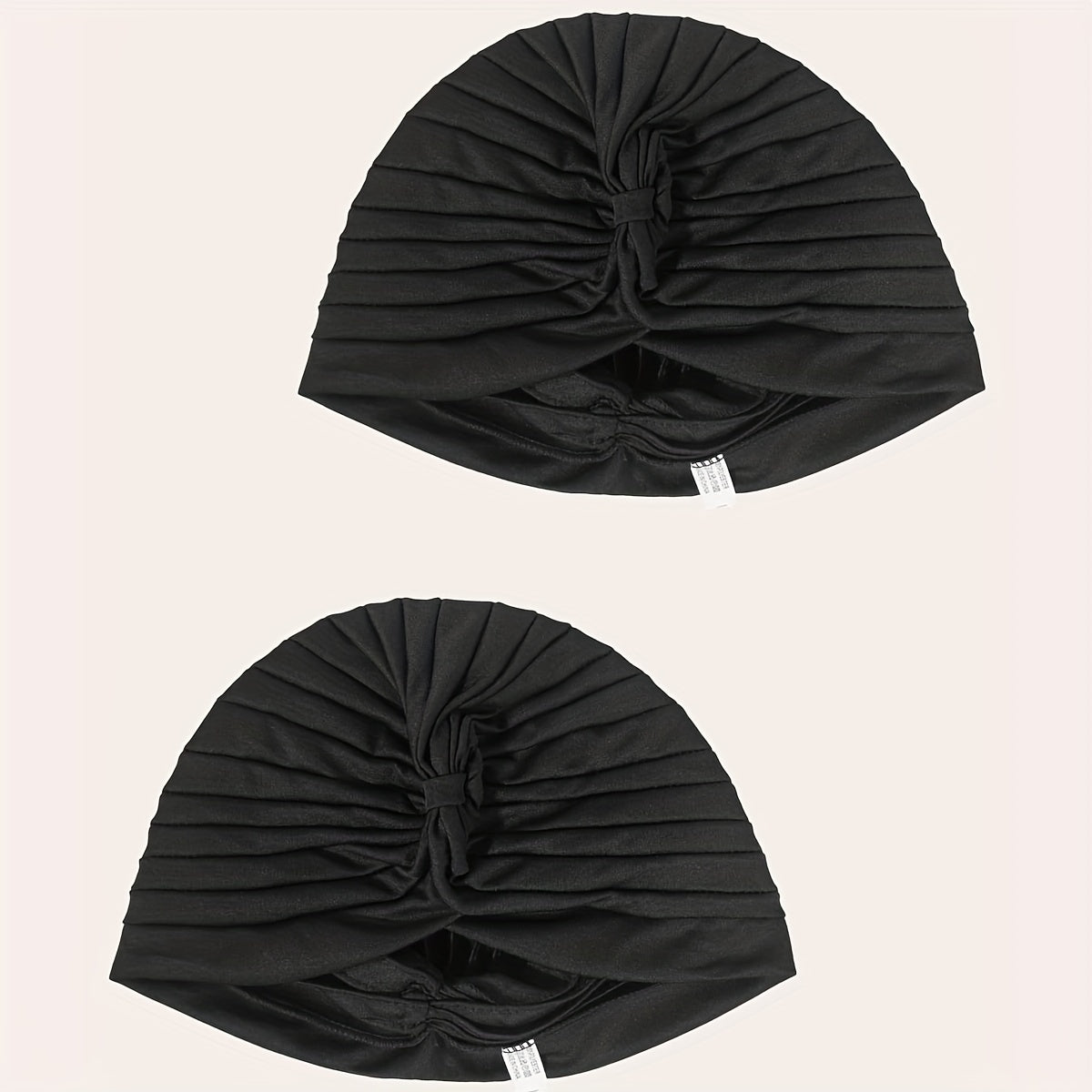 2pcs Turban Cap BowKnot Pleated Head Wraps Elastic Ramadan Head Scarf