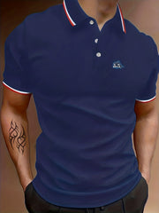 Men's Whale Graphic Polo Shirt Casual Lapel Button Up