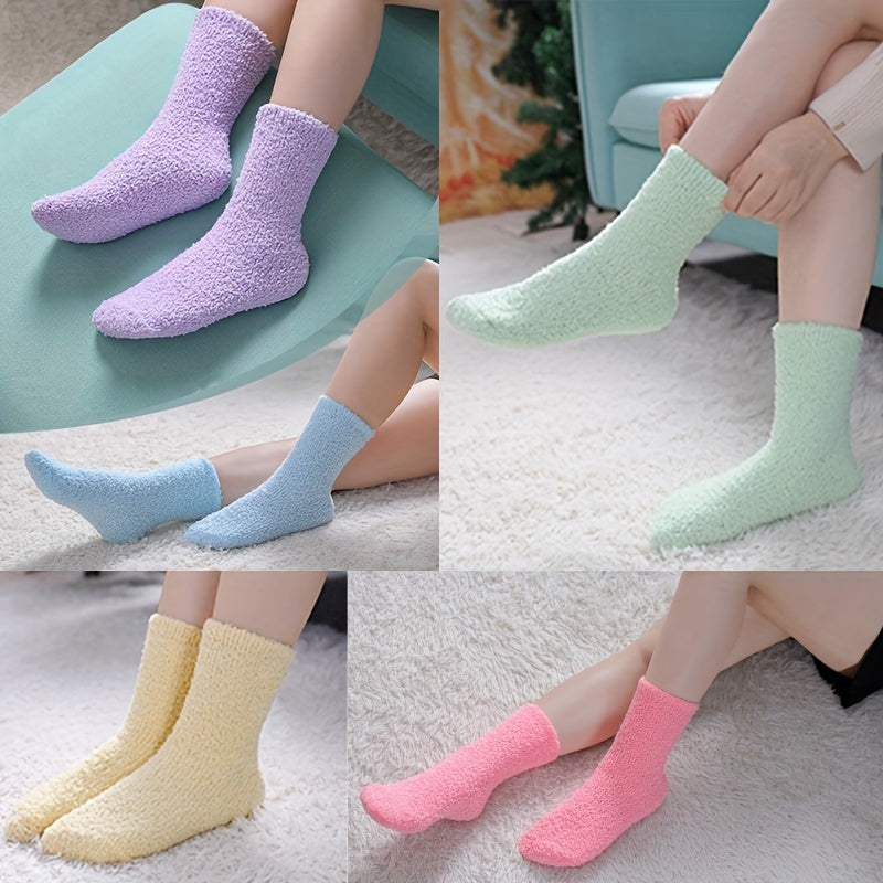 5 Pairs Women's Winter Fuzzy Socks Cozy Fluffy Warm Slipper Socks