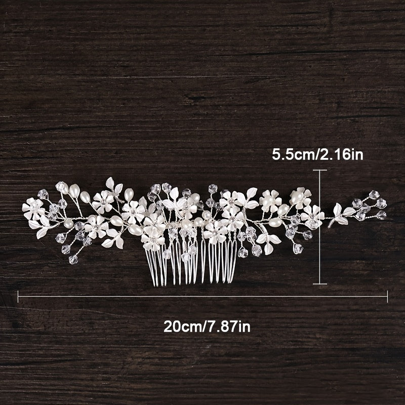 Rhinestone Faux Pearl Hair Comb Wedding Headwear