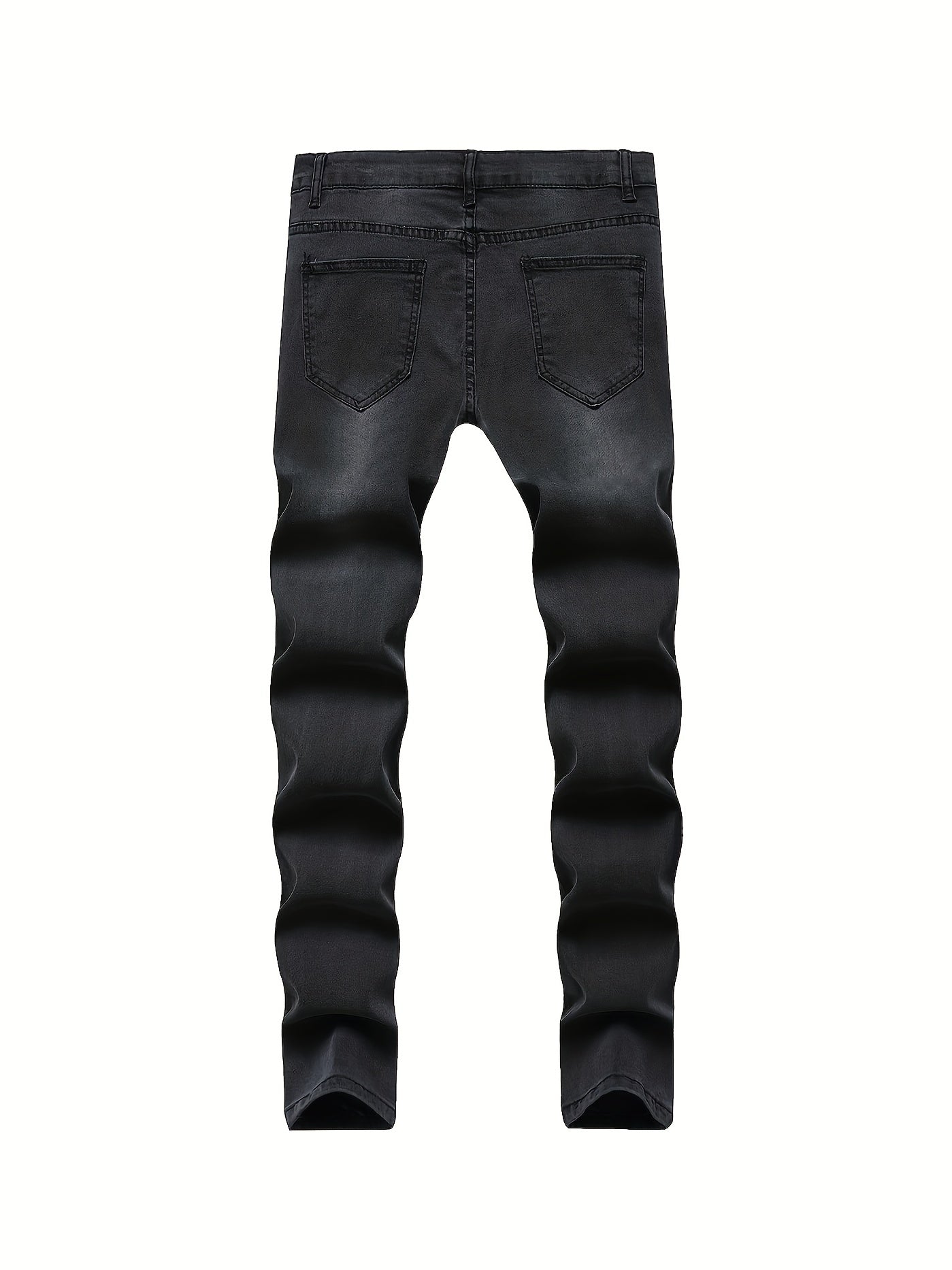 Mens Ripped Jeans Paint Splatter Chain Casual Street Style Denim Pants