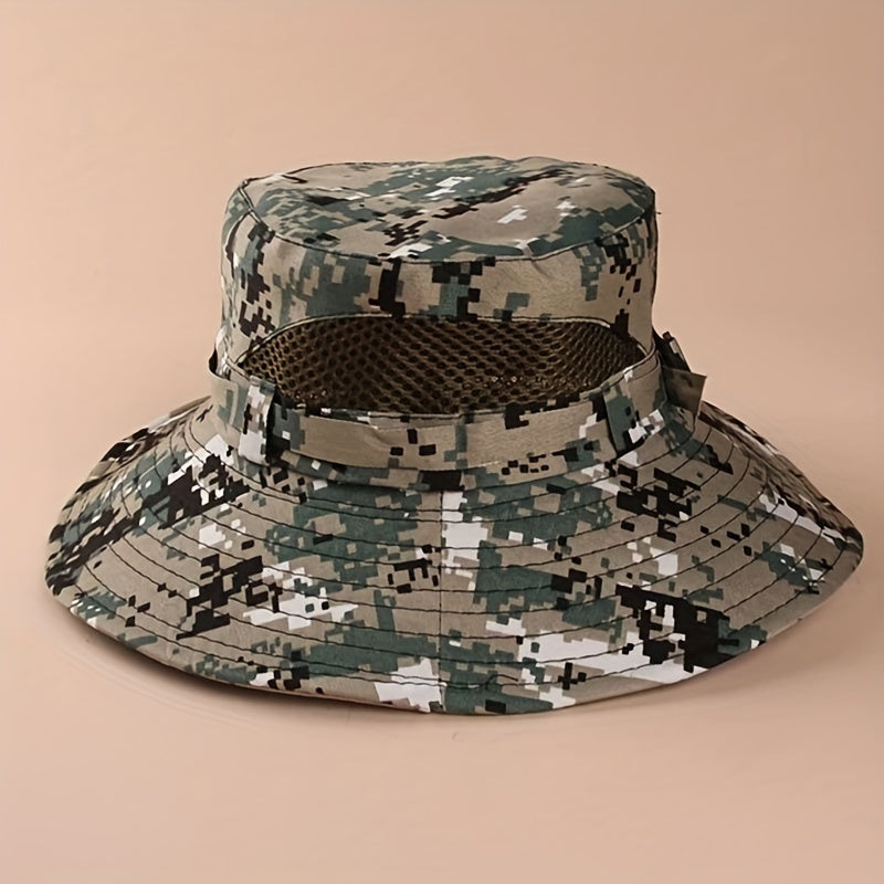 Kids Camo Sunshade Bucket Hat for Outdoor Hiking