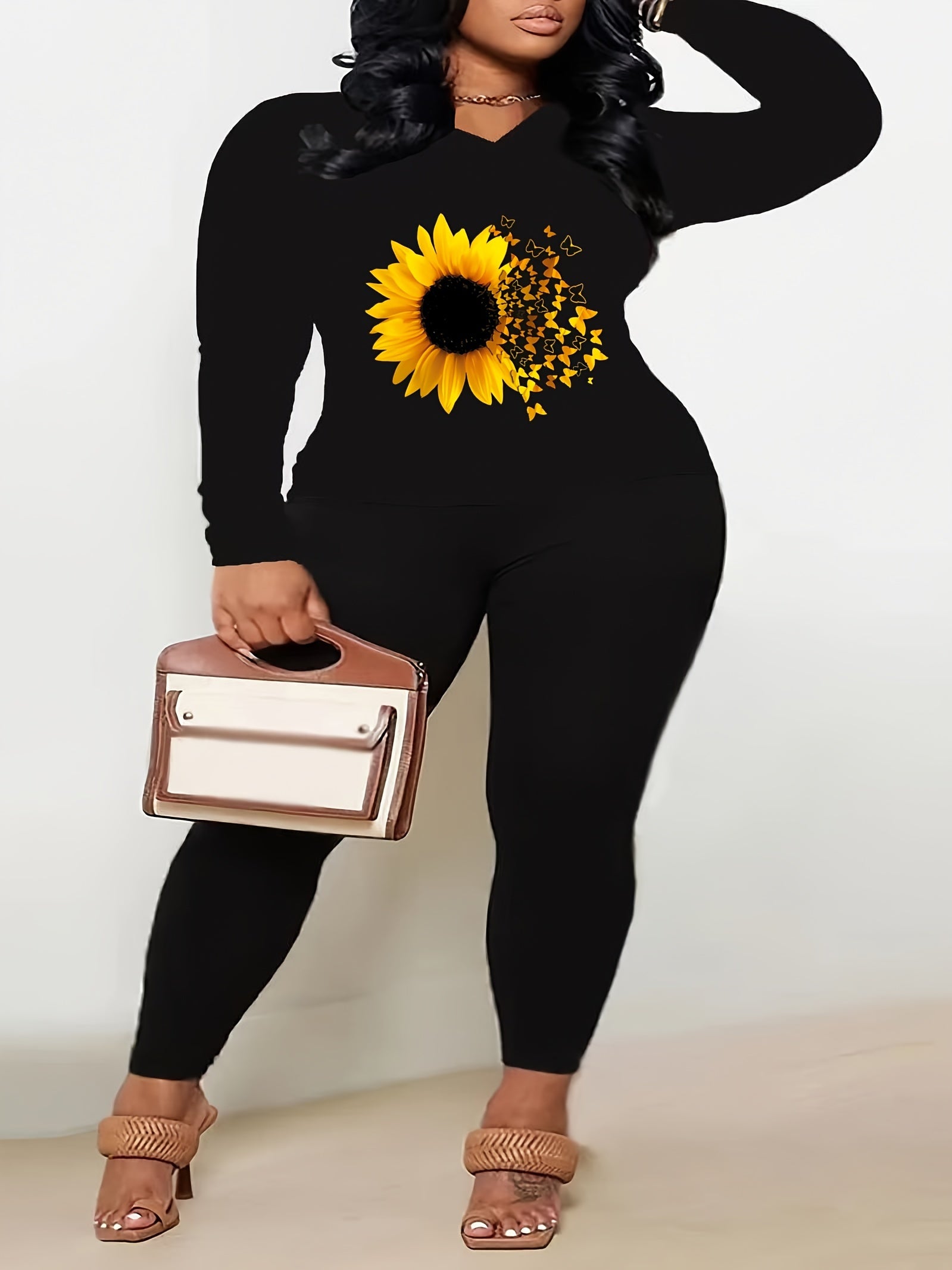  Sunflower & Butterfly Print 2 Piece Set