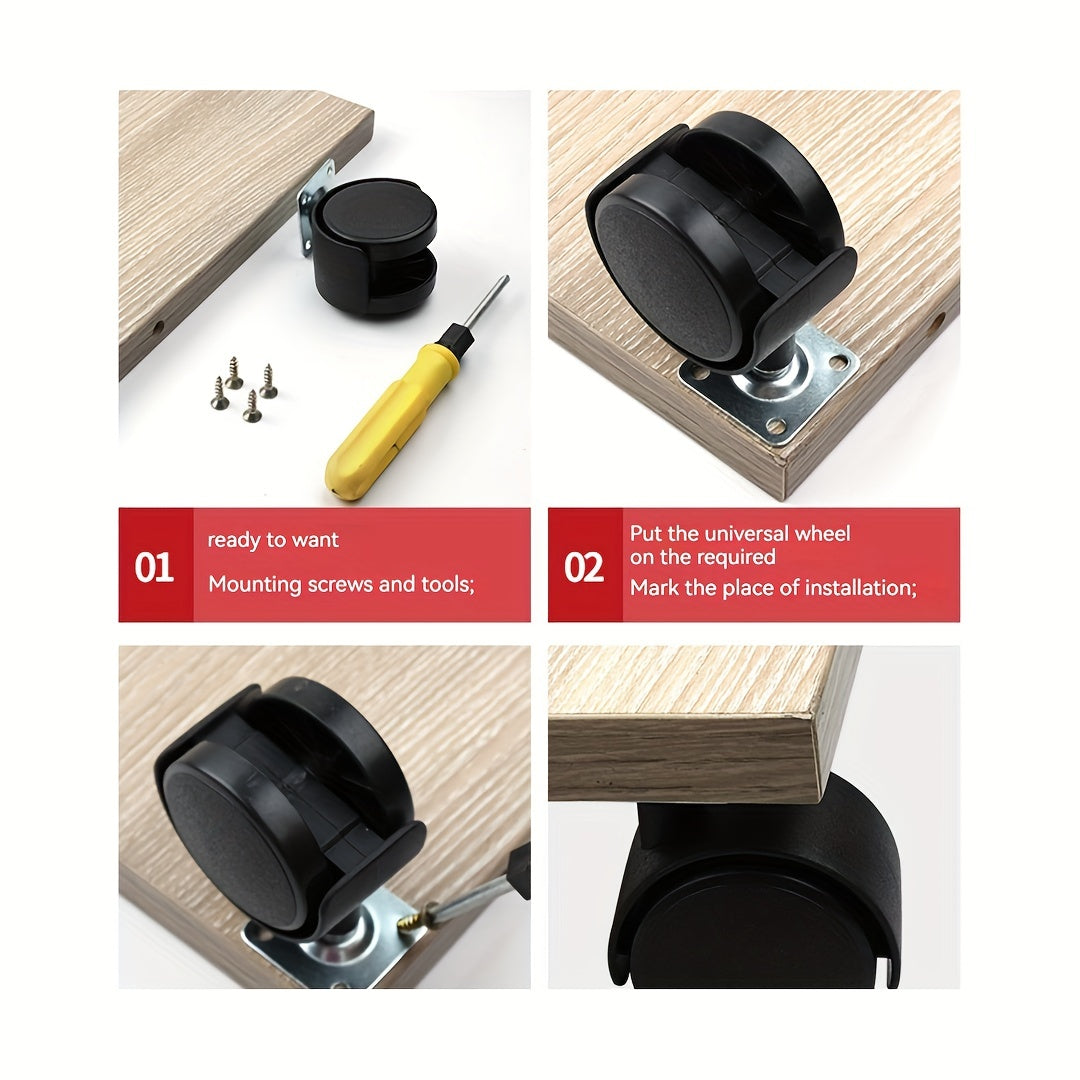4pcs Swivel Caster Wheels Mini Wheels for Households