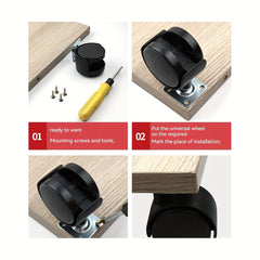 4pcs Swivel Caster Wheels Mini Wheels for Households