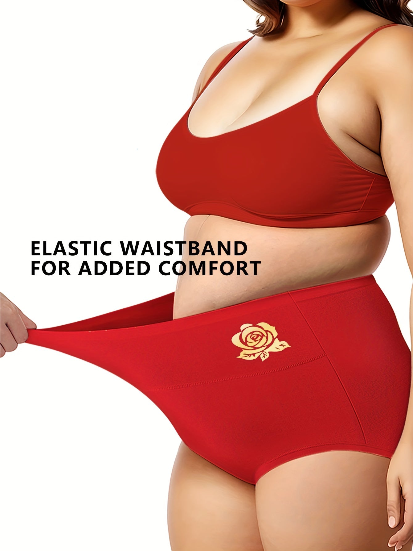 Women's Plus Size High Waisted Elastic Everyday Panties Set