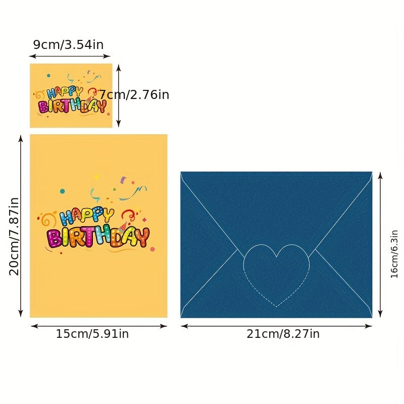1pcs 3D Birthday Greeting Card with Envelope