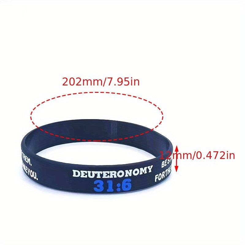 8 Pcs Flat Printed Slogan Silicone Bracelets 20-32x1.22 cm
