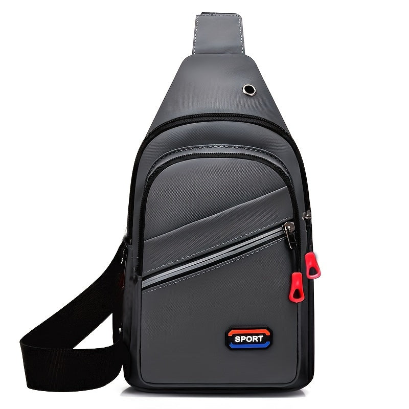 Men's Waterproof Crossbody Bag With Earphone Hole Large Capacity