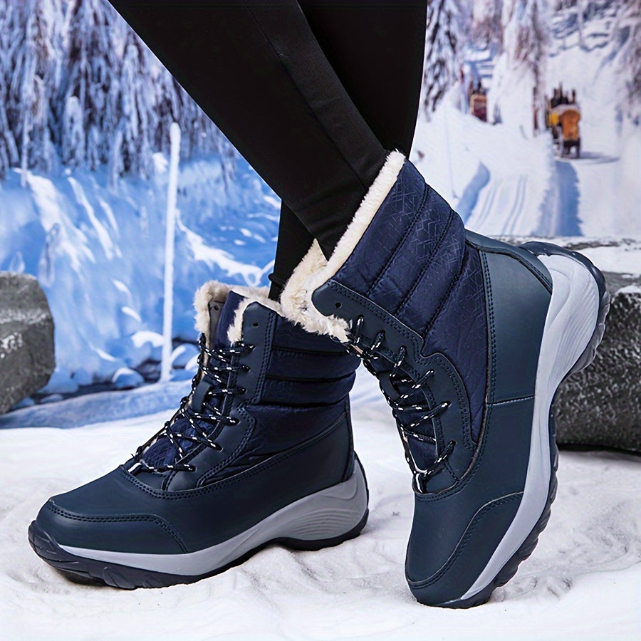 Women's Plush Inner Snow Boots Platform Mid Calf Boots