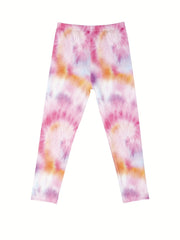 Girls Leopard Camo & Tie Dye Leggings Elastic Waist Yoga Pants