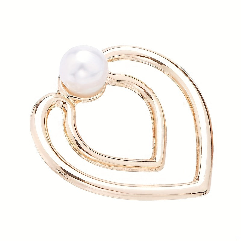 Heart Shape Scarf Buckle Faux Pearls Clothings Accessories