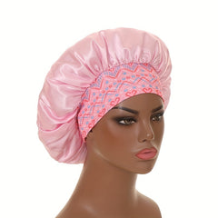 Solid Satin Bonnet Large Sleep Hair Bonnets Elastic Hair Cap