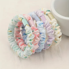 5pcs Fruit Print Scrunchies Hair Rope Ponytail Holder Hair Tie Hair Accessories