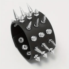 Men's Rivets Spikes Decor Bracelet Gothic Punk PU Leather Bracelet