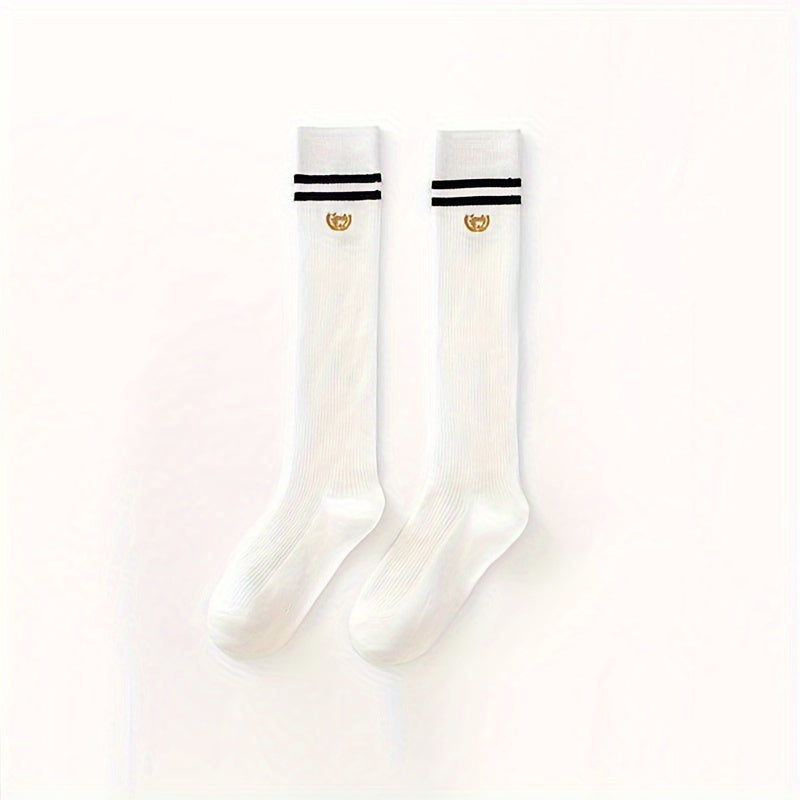 6 Pairs Striped Calf Socks College Style Women's Knee High Stockings