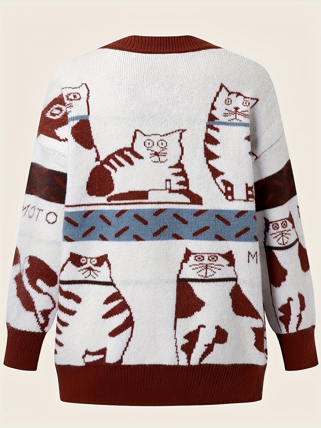  Cat Pattern Long Sleeve Cardigan