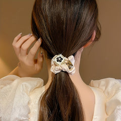 Camellia Blossom Hair Tie with Pendant Hair Rope Ponytail Rubber Band
