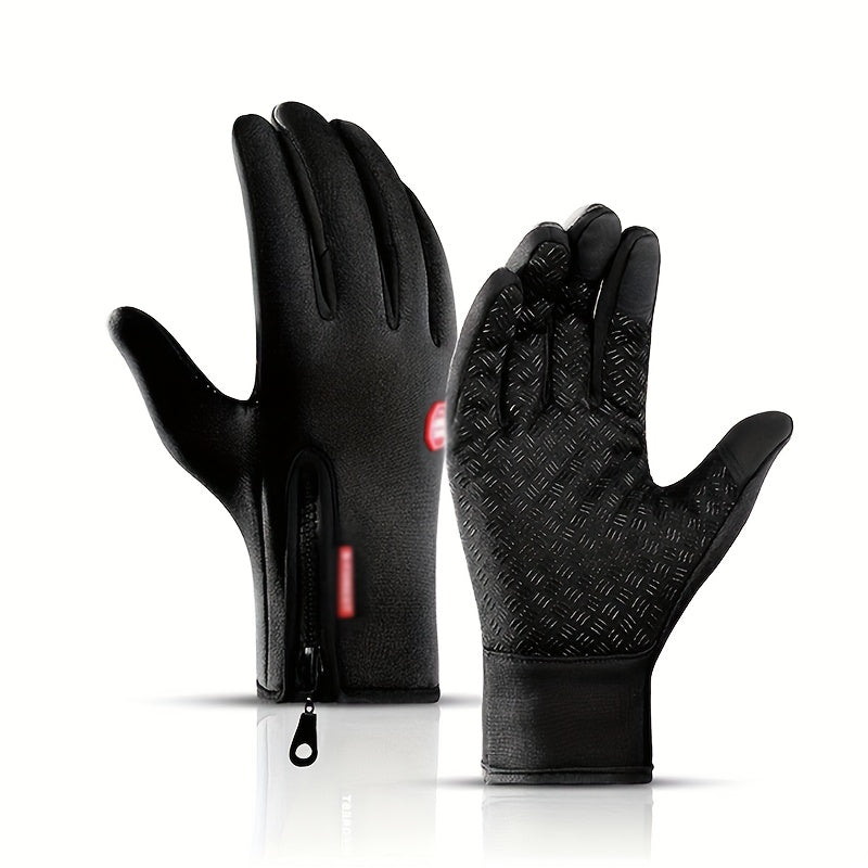 Men's Winter Cycling Gloves Touch Screen Compatible Warm Windproof Full Finger