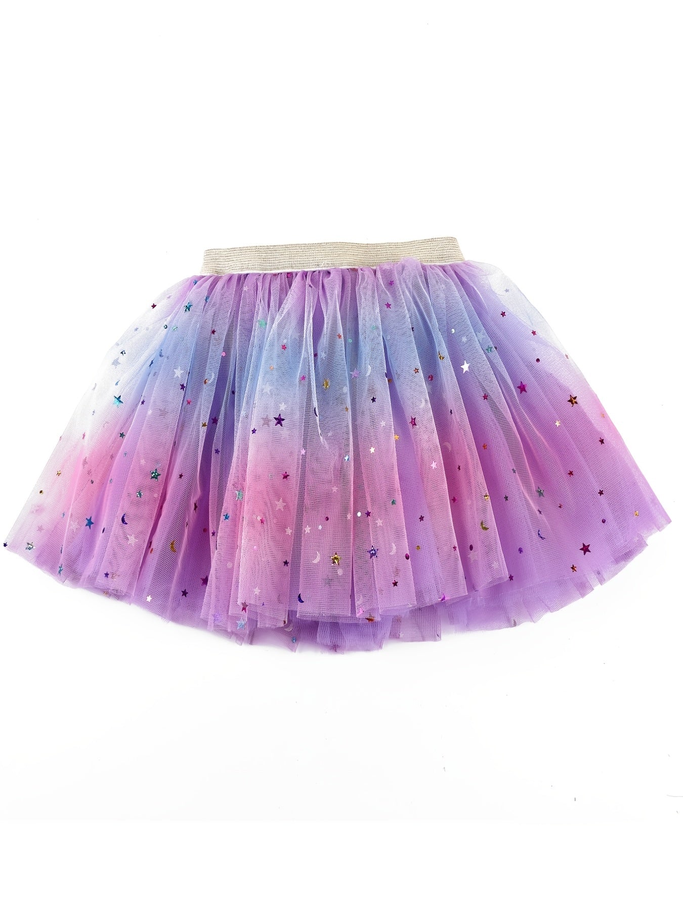 Girls Princess Sequins Star Rainbow Tulle Tutu Skirt for Party Ballet