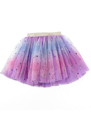 Girls Princess Sequins Star Rainbow Tulle Tutu Skirt for Party Ballet