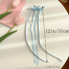 2pcs Ribbon Bow Hair Clip Long Bowknot Duck Billed Clip Sweet Hair Accessories