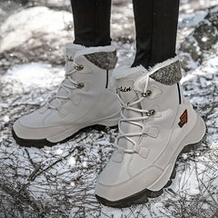 Thick Sole Snow Boots Round Toe Flat Lace Up Snow Shoes