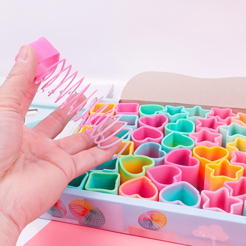 48pcs Mini Rainbow Circle Toys Five star Spring Stacking Party in Colorful Box