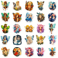 50pcs Butterfly Fairy Stickers Waterproof DIY Water Bottle Laptop Phone
