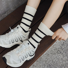 Colorblock Striped Socks Mid Tube Women's Stockings
