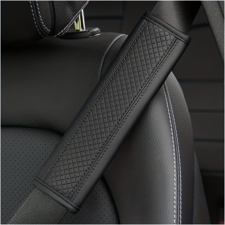 2pcs Car Seat Belt Cover Breathable Faux Leather Shoulder Pad for Men and Women