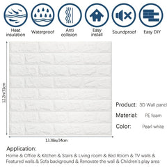 10pcs 3D Wall Stickers Self Adhesive Waterproof for Living Room Bathroom Kitchen