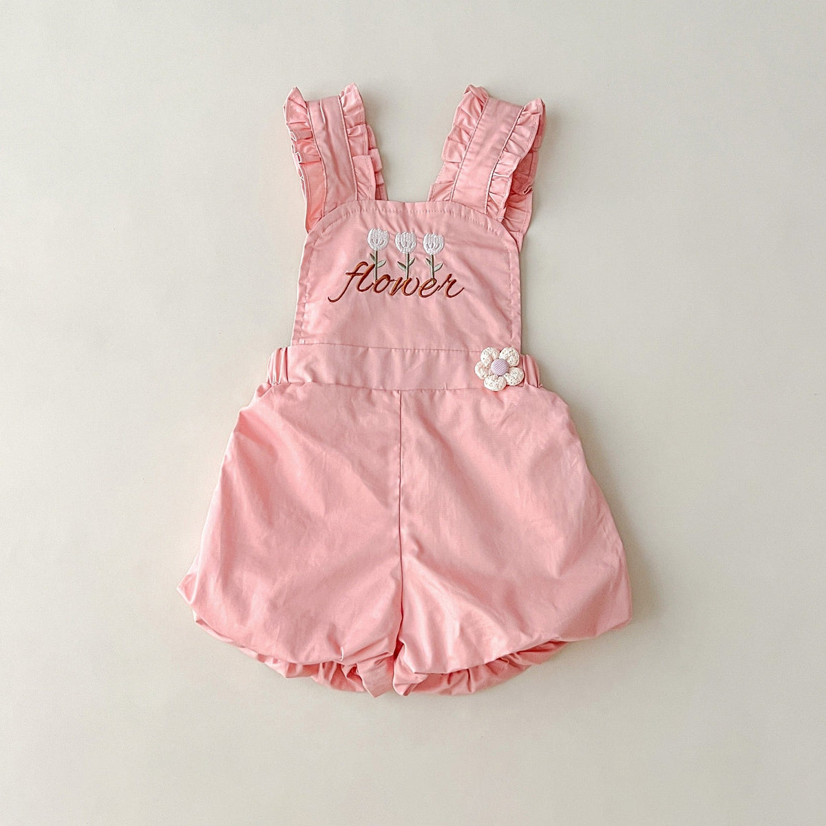 Flower Print Overall Short Pants for Baby Girls