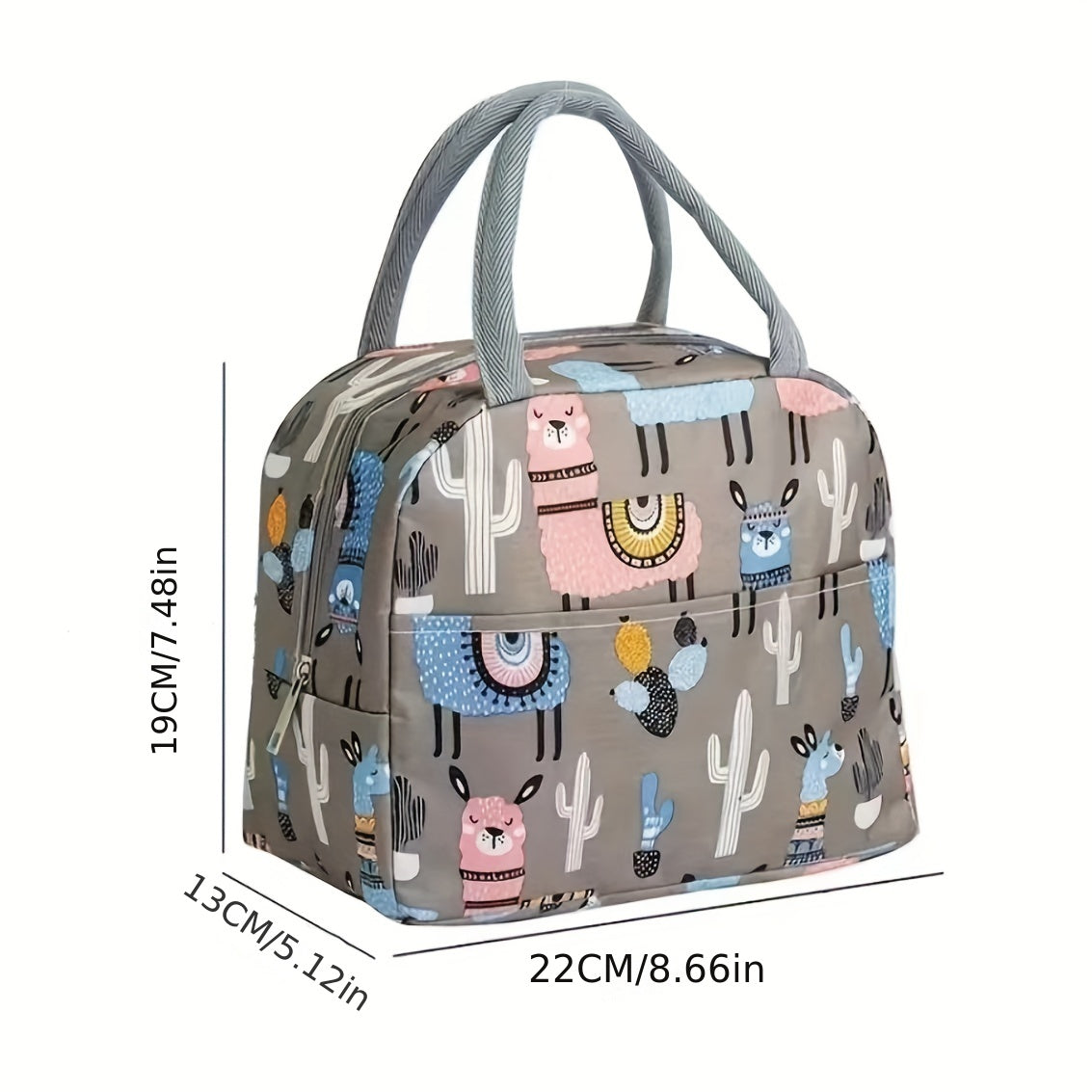 Cartoon Pattern Lunch Bag Insulated Zipper Handbag