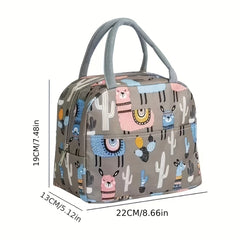 Cartoon Pattern Lunch Bag Insulated Zipper Handbag