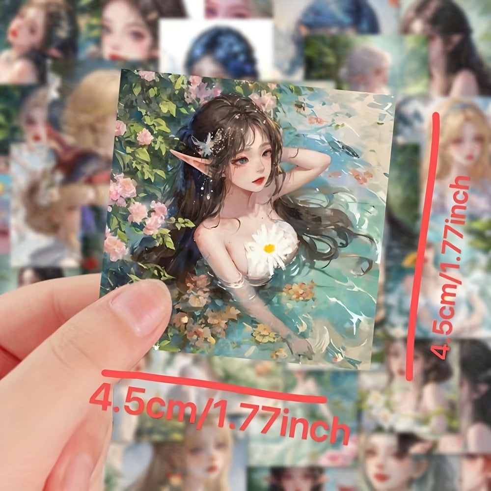 52pcs Watercolor Girl Series PVC Stickers for Crafting