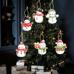 6pcs Snowman Christmas Tree Ornaments - Cute Winter Decor