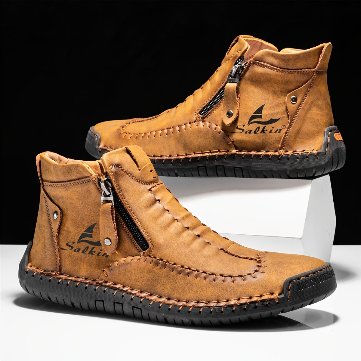 FLYLAND Men's Vintage Style Ankle Boots for Hiking Climbing