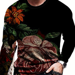 Colorful Flowers Print Men's Long Sleeve Novelty T shirt