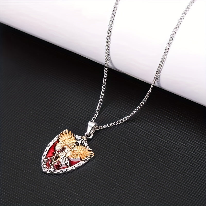 Men's Stainless Steel Saint Michael Pendant Necklace