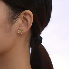 Double Layer Butterfly Stud Earrings Stainless Steel 14K Plated Casual Jewelry