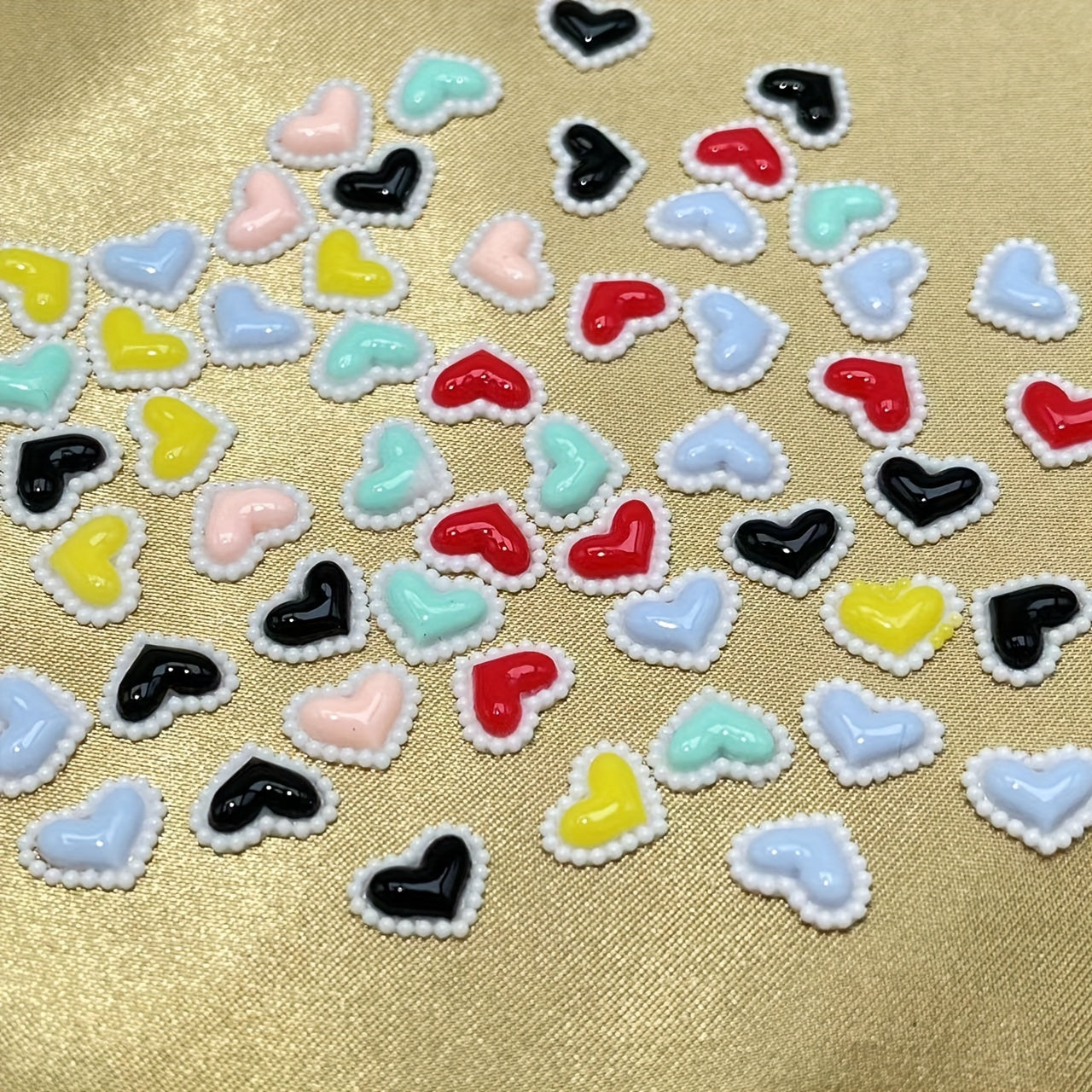 30 Mixed Peach Heart Nail Art Sticker Drill Decoration