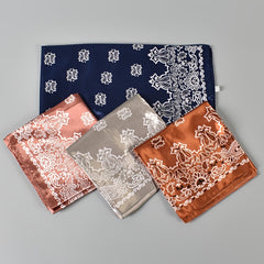 Floral Print Silk Head Scarf Lightweight Hank