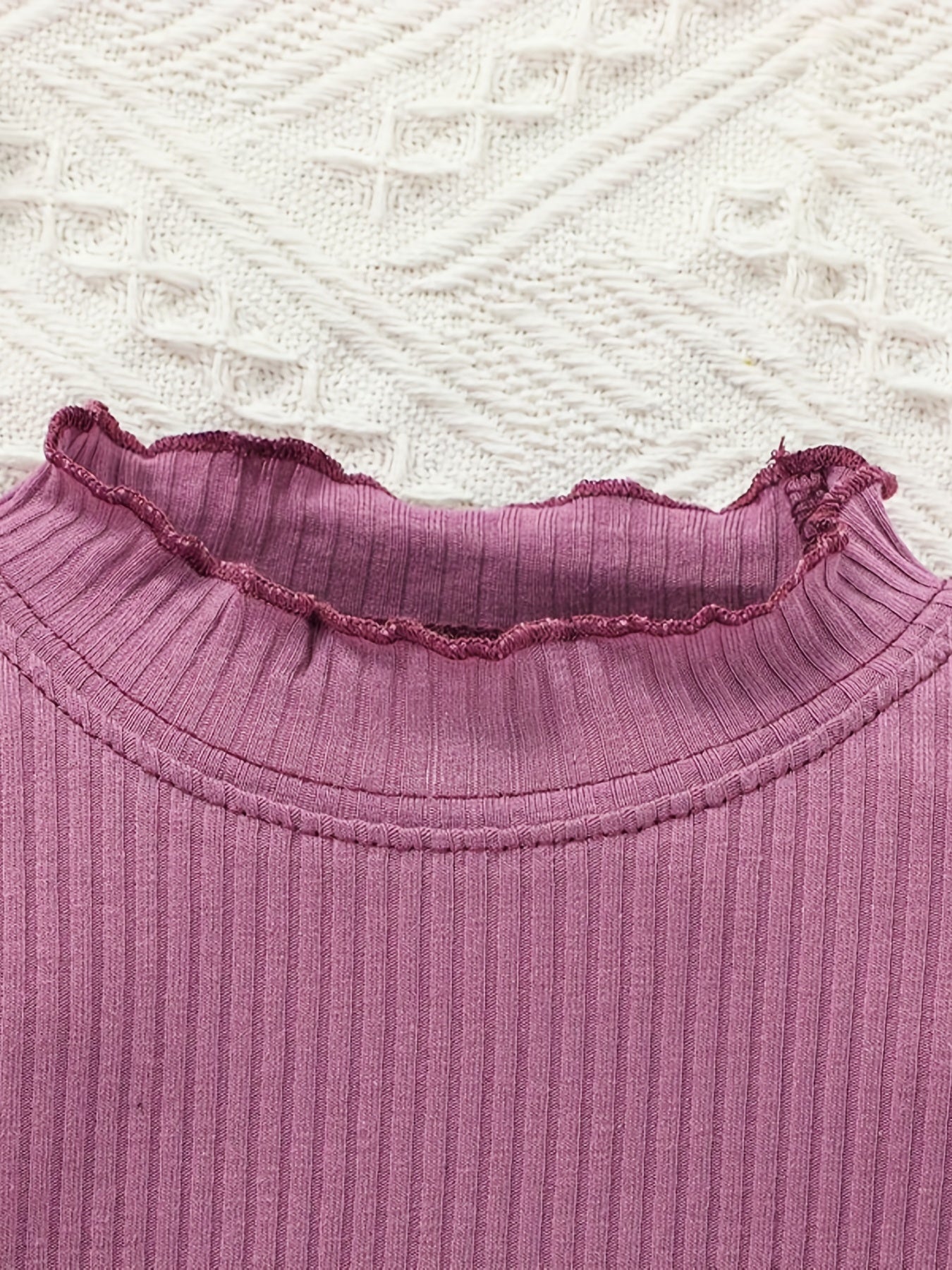 Baby Toddler Girls Long Sleeve Solid Wave Edge T Shirt Tops Blouse Sweater