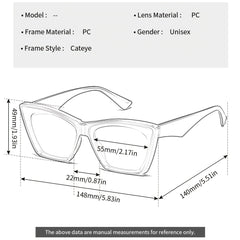 Y2K Cat Eye Sunglasses Vintage Ladies Oversized Square Anti UV Beach