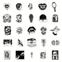 50pcs Gothic Stickers Pack Goth Waterproof Decals for Water Bottle Laptop
