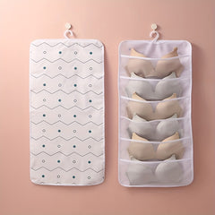 3pcs Hanging Underwear Bags With Grids Large Capacity Shelf Storage Bags