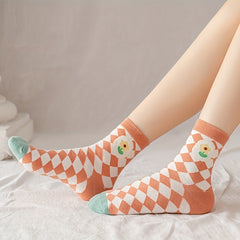 6 Pairs Floral Print Socks Women's Mid Tube Stockings