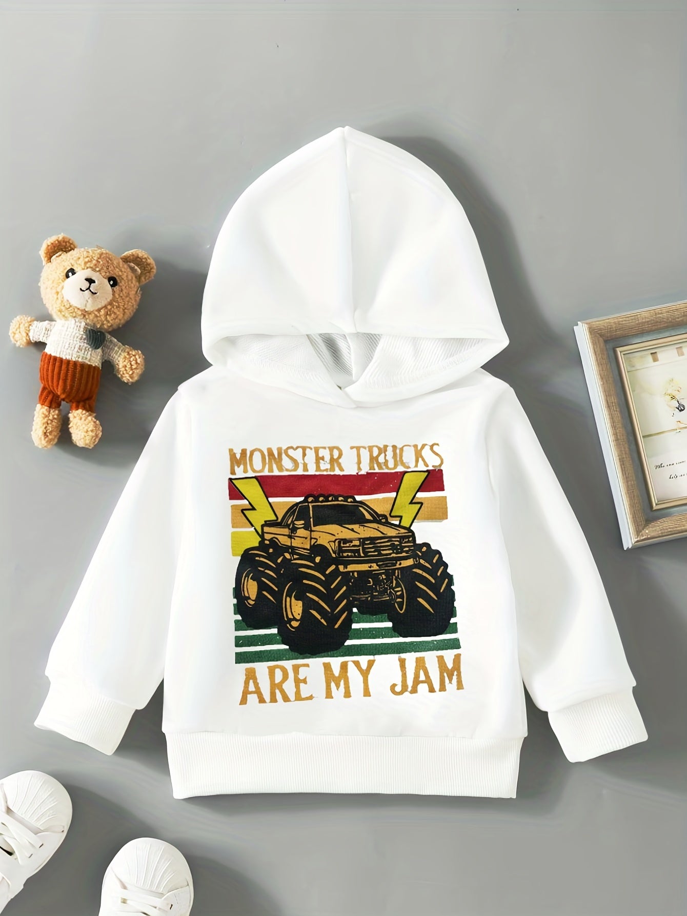 Boys' Hooded Car Print Sweater Top